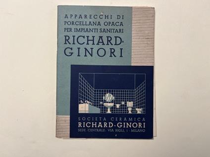 Apparecchi di porcellana opaca per impianti sanitari Richard Ginori (Catalogo) - copertina