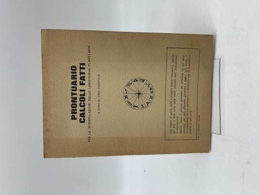 Prontuario calcoli fatti per le interpolazioni delle longitudini planetarie - Ciro Discepolo - copertina