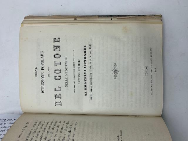 Breve istruzione popolare per l'uso del cotone nelle medicazioni dedicata... ai fratelli lombardi feriti nelle memorande giornate di marzo 1848