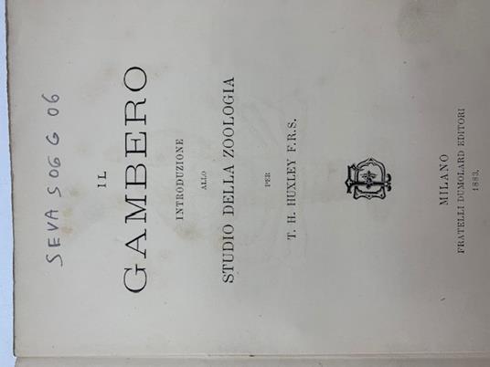 Il gambero. Introduzione allo studio della zoologia - copertina