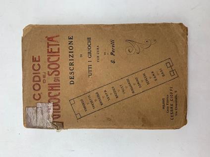 Codice dei giuochi di societa'. Regole e descrizione di tutti i giuochi delle carte - G. Perelli - copertina