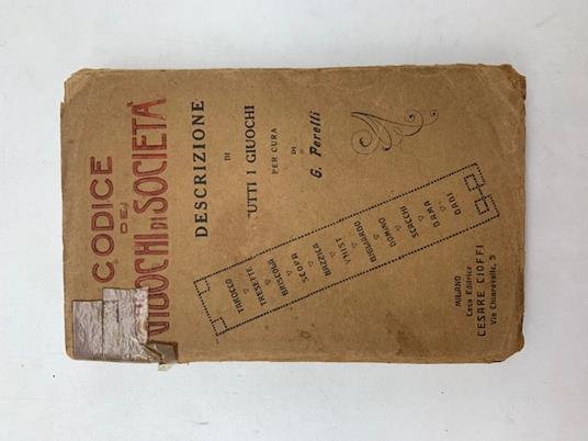 Codice dei giuochi di societa'. Regole e descrizione di tutti i giuochi delle carte - G. Perelli - copertina