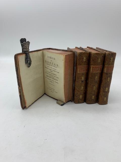 Poesie di Ossian antico poeta celtico, trasportate dalla prosa inglese in verso italiano dall'Ab. Melchior Cesarotti. Edizione II ricorretta ed accresciuta del restante dei componimenti dello stesso autore. Tomo I ( - IV) - copertina