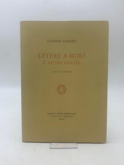 Lettere a MImì e autre poesie - Alfonso Ferrero - copertina