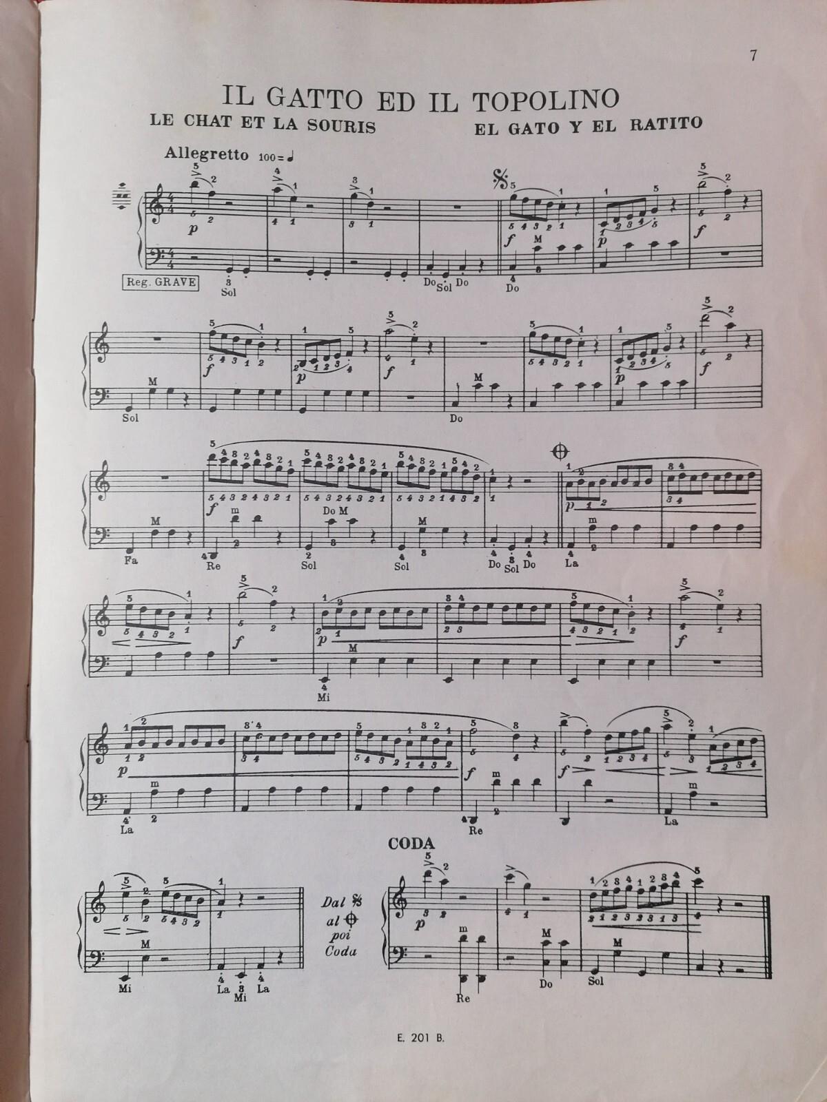 SPARTITO F.Fugazza PIERINO SI DIVERTE 6 pezzi facili per fisarmonica Berben 1967