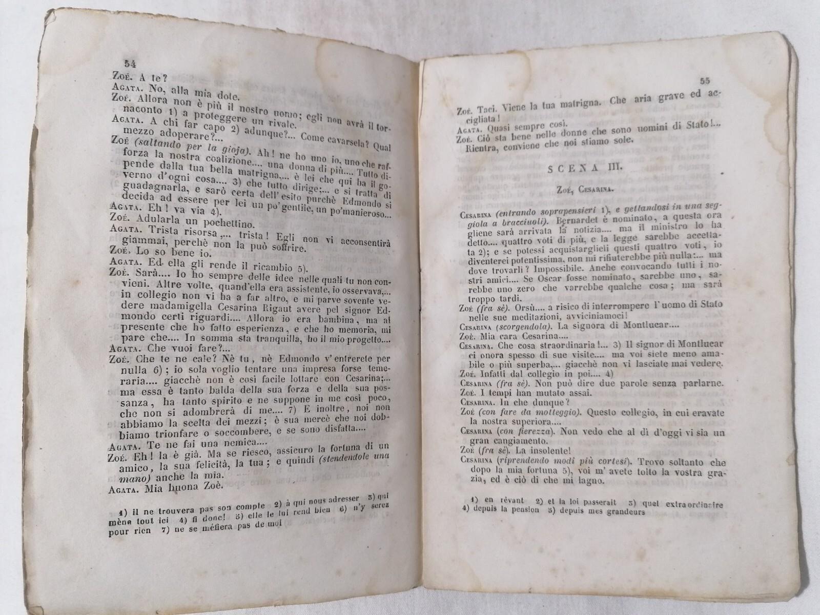 I Socii o il Mutuo Soccorso - Libretto Commedia di Scribe Pirotta 1848 rarissimo