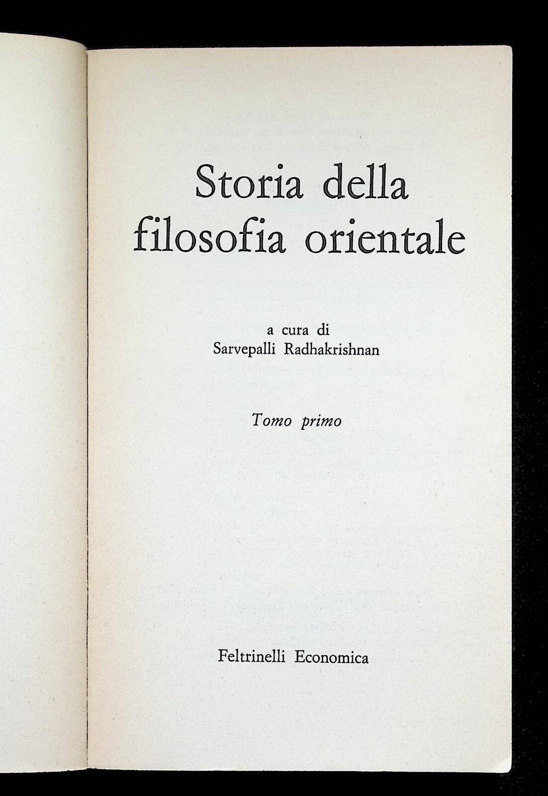 Storia Della Filosofia Orientale Tomo Primo Sarvepalli Radhakrishnan Feltrinelli