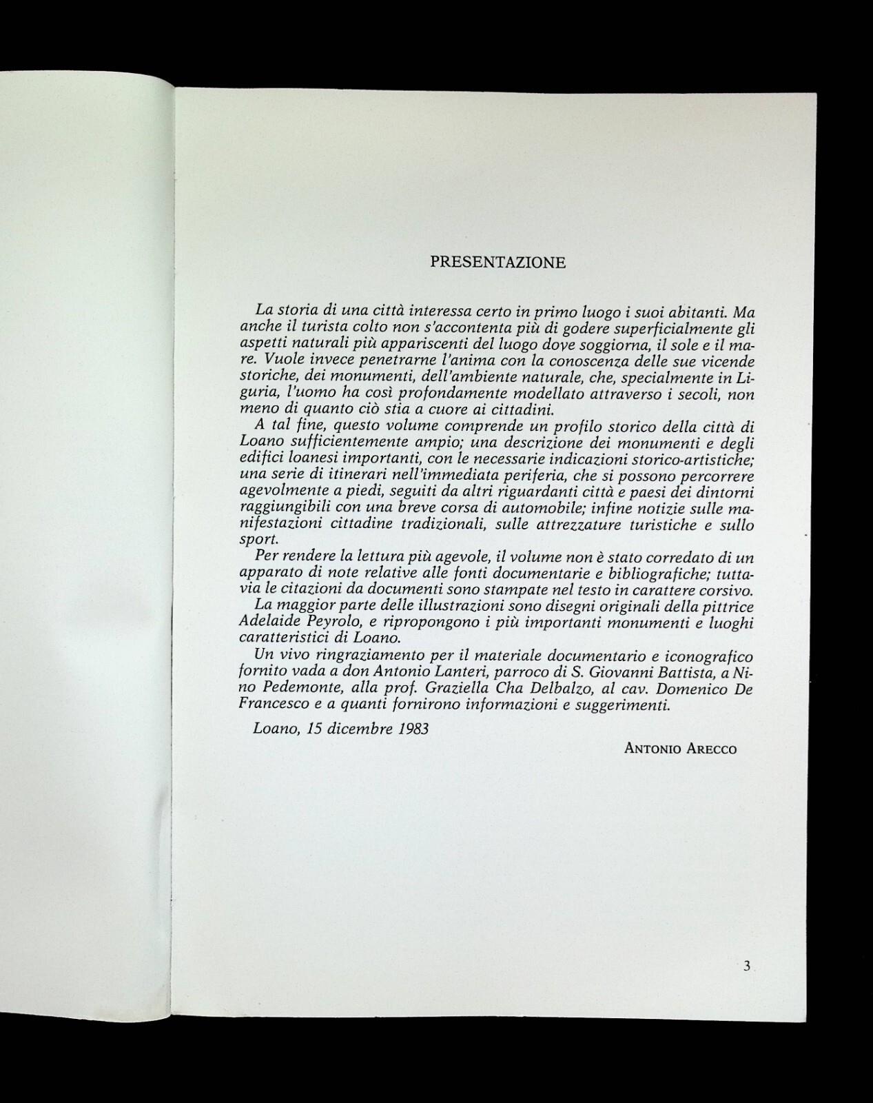 Loano Storia Monumenti Itinerari Turismo Libro Antonio Arecco con Pianta Città