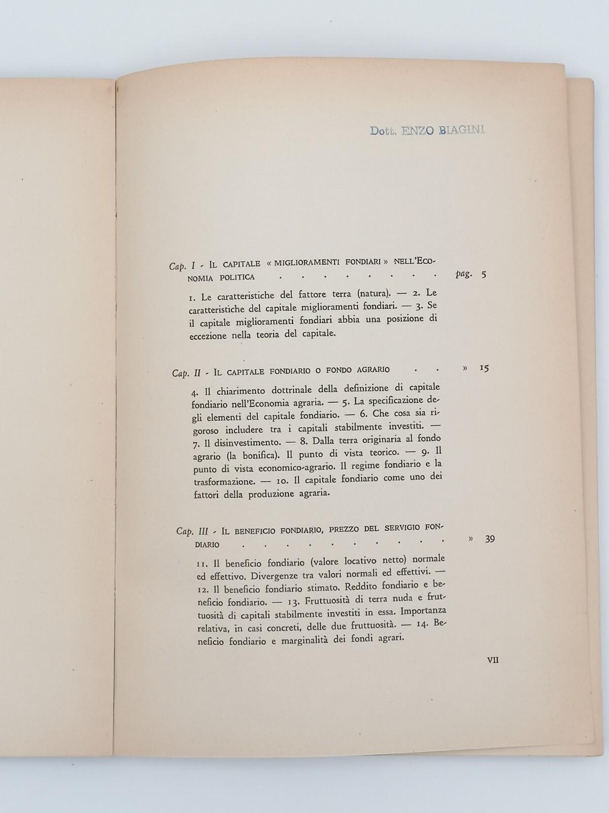 Introduzione Allo Studio Del Capitale Fondiario Libro Brizi Edagricole 1950