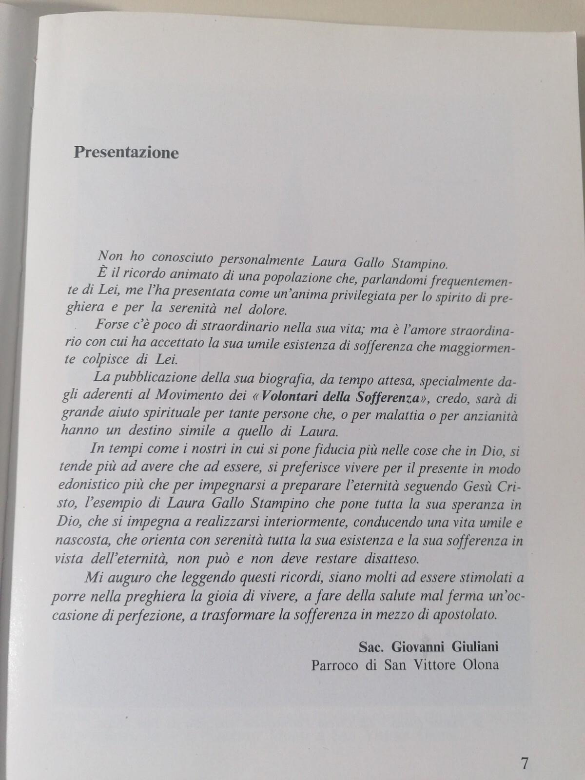 Laura Gallo Stampino Una Volontaria Della Sofferenza Libro Limongi Biografia '85