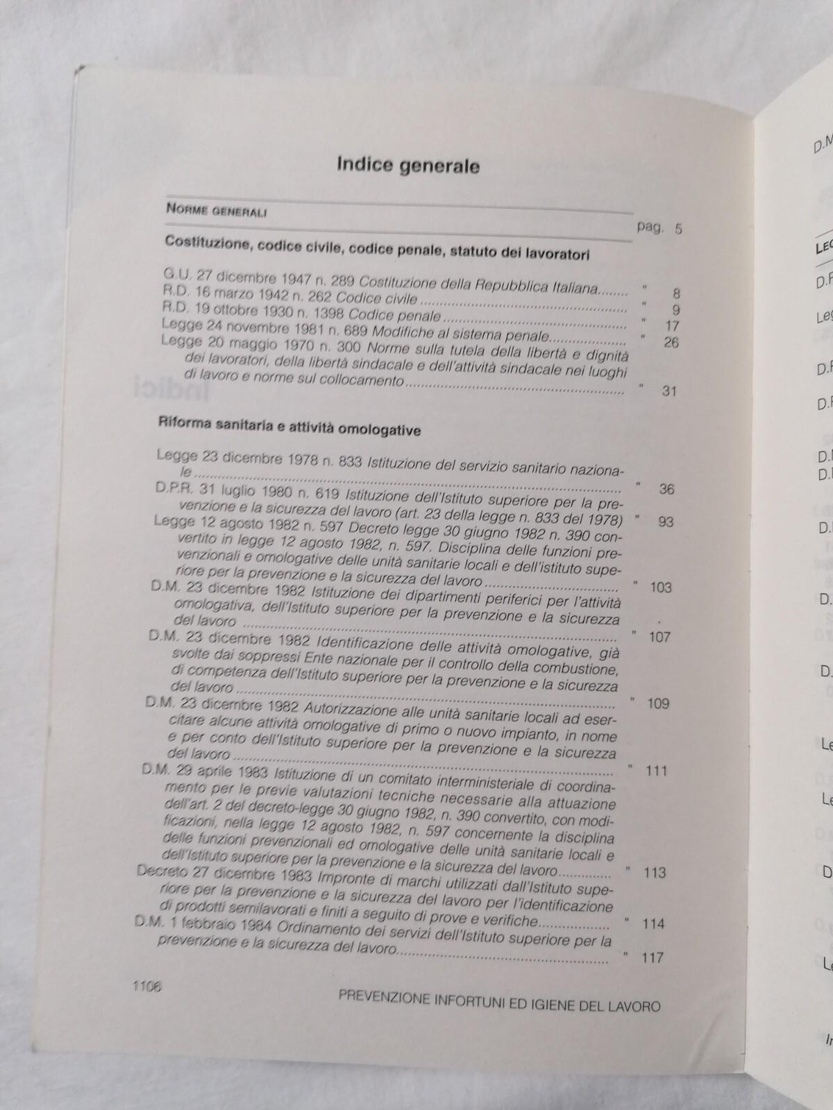 Prevenzione Infortuni ed Igiene del Lavoro - Libro Manuale Epc 1992 Lepore