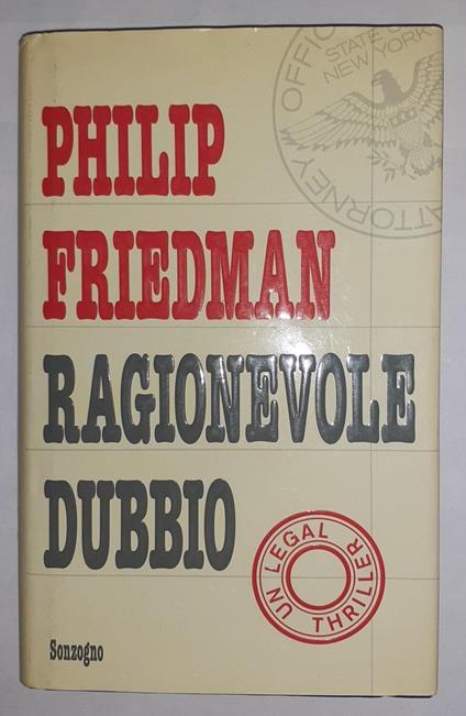 Ragionevole dubbio - Philip Friedman - copertina