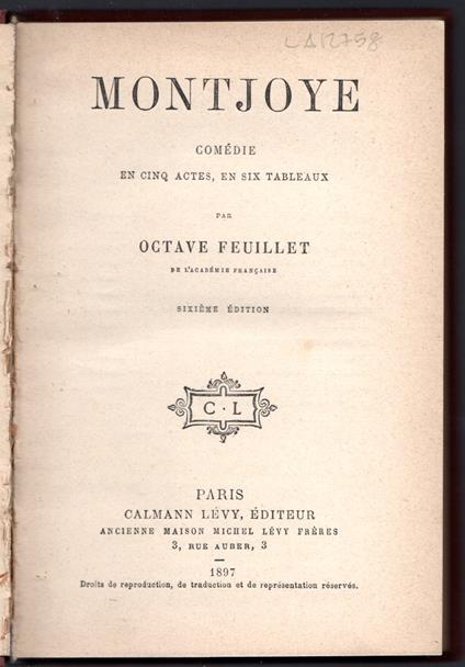 Montjoye - Octave Feuillet - copertina