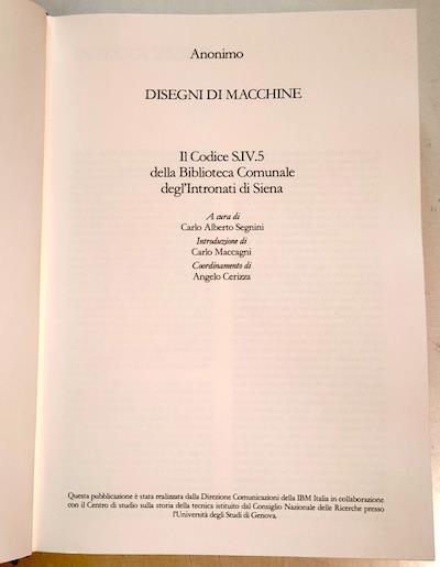 Disegni di macchine. Il codice SIV.5 della Biblioteca Comunale degli Intronati di Siena - copertina