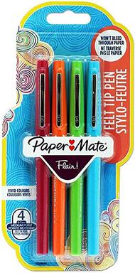 Paper Mate Flair - Pennarelli con punta in feltro, divertenti. Confezione da 4.