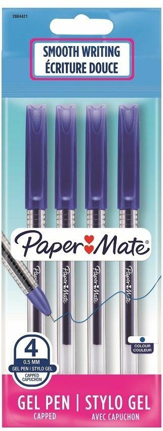 Penna a inchiosto Papermate PM Jiffy Gel punta da 0,5 mm Blu - Confezione da 4