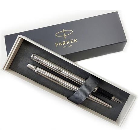Set regalo Parker Gift Set DUO. Jotter Stainless Steel CT Penna a Sfera M + Stilografica M - 3