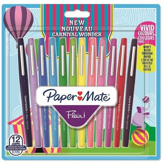 Penna Papermate Flair-Nylon Carnival 12 Colori Assortiti