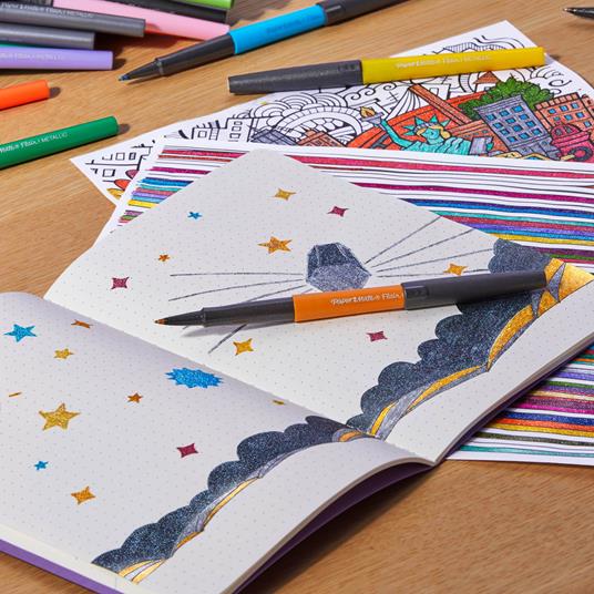 Paper Mate Flair, penne con punta in feltro, colori metallici, Colori assortiti, a punta media (0,7 mm) 12 pezzi - 2
