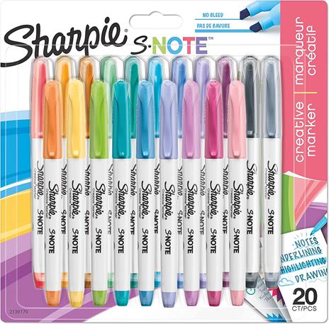 Pennarello Sharpie S-Note Creative Marker punta scalpello. Confezione da 20