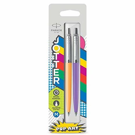 Jotter Original plastic penna a sfera M-'60 POP ART ARANCIONE + VIOLETTO. Confezione da da 2 penne - 4