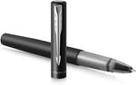 Penna roller Vector XL Punta sottile | Laccatura nero metallizzato su ottone con puntale cromato | Punta sottile con ricarica di inchiostro nero | Confezione regalo