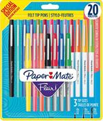Paper Mate Flair, penne con punta in feltro, Big Pack con 20 pezzi, Punte assortite, Colori assortiti,