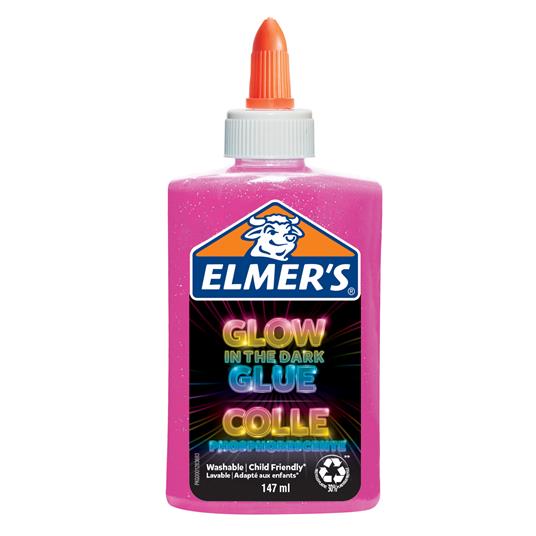 Colla liquida Glow-in-the-Dark di Elmer's,Si illumina al buio, lavabili, colore rosa, Ottimo per fare lo slime