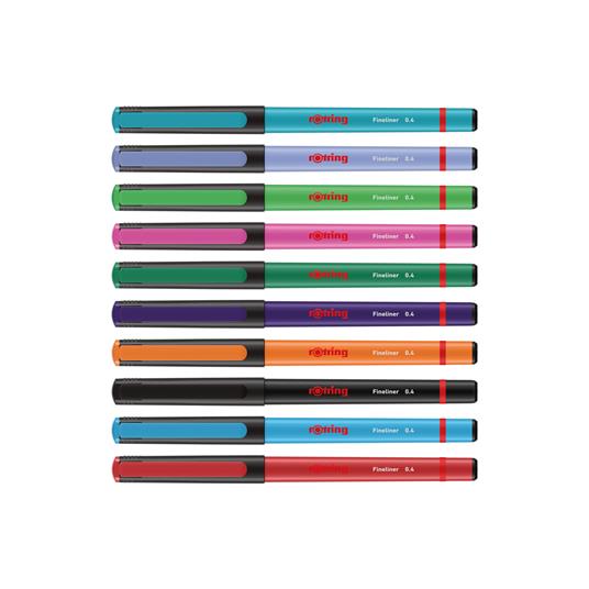 Rotring Fineliner, Punta ad ago 0.4mm, Confezione da 10 pezzi in colori assortiti - 2