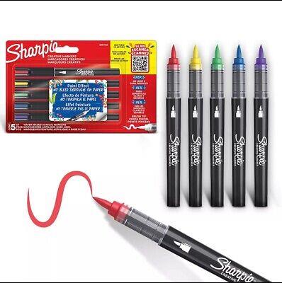 Penne per pittura acrilica. Pennarelli a base d'acqua con punta a pennello. Inchiostro senza sbavature. Colori assortiti, 5 pz