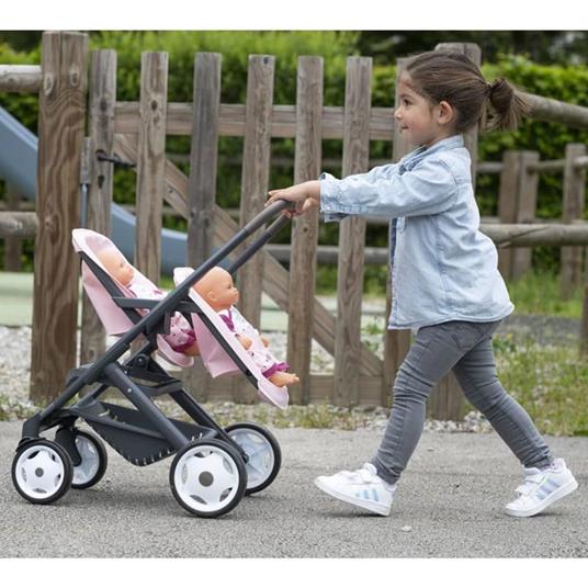Smoby Passeggino Giocattolo Sportivo Bambole Gemelle Maxi-Cosi Rosa - 6