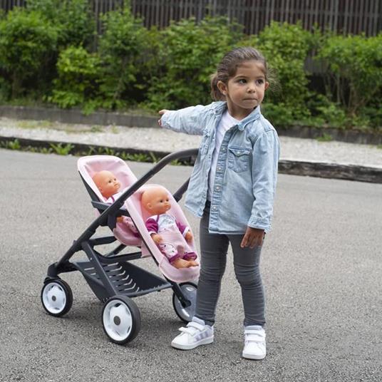 Smoby Passeggino Giocattolo Sportivo Bambole Gemelle Maxi-Cosi Rosa - 7