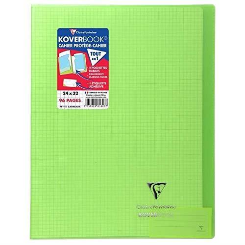 Clairefontaine 981603C Quaderno rilegato Koverbook 24 x 32 cm, 96 pagine a quadretti piccoli, copertina in polipropilene trasparente verde