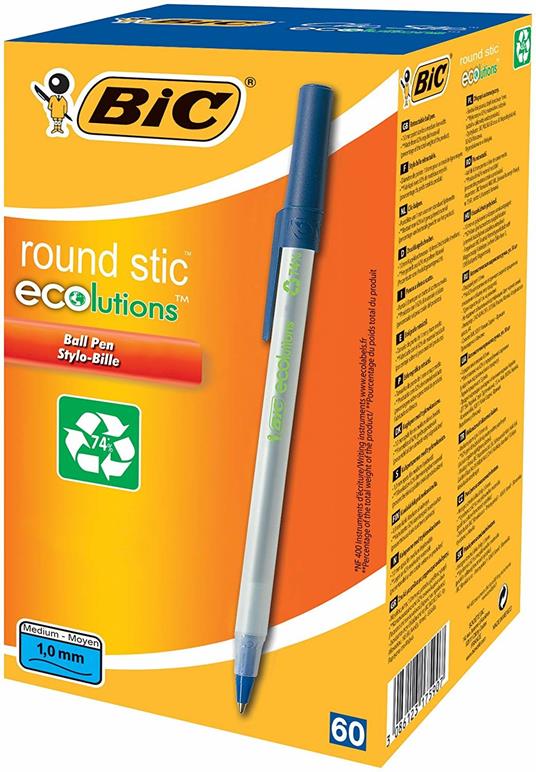 Penna a sfera Bic ECOlution Round Stic blu punta 1 mm - 11