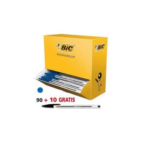 Penna a sfera Bic Cristal value pack medium blu punta 1 mm. Confezione 90 + 10