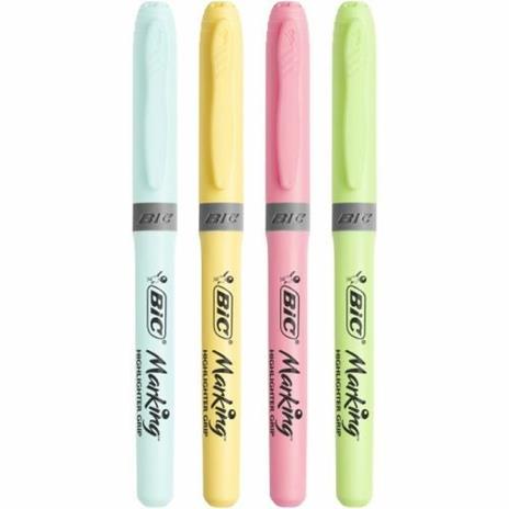 BIC Highlighter Grip Pastel evidenziatore 4 pezzo(i) Blu, Verde, Rosa, Giallo Punta smussata - 3