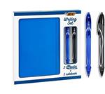 BIC Writing Set - 2 BIC Gel-ocity Quick Dry Penne Gel con Punta Media (0,7 mm) E 1 Taccuino A Righe A5, Set Da Regalo Da 3