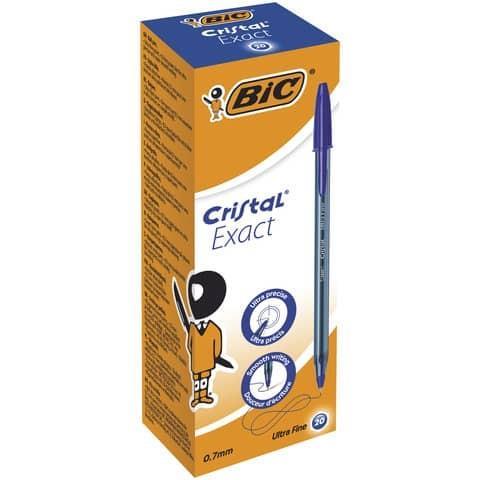 Penna a sfera con cappuccio BIC Cristal® Exact 0,7 mm blu 992605 (Conf.20)