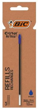 Refill penne 3 pz Bic Re New CRISTAL inchiostro Blu 503838