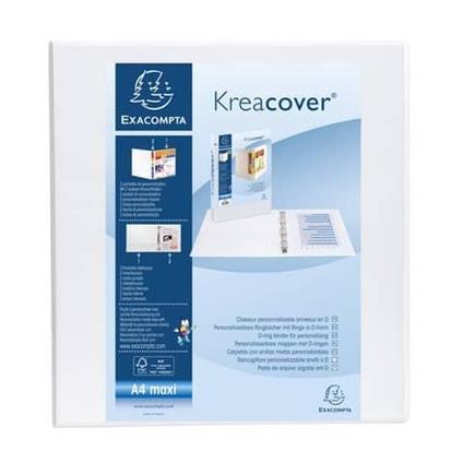 Raccoglitore personalizzabile Exacompta A4 maxi Kreacover® bianco 4 anelli a D 60 mm - 51945E