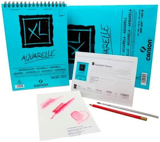 Canson XL Aquerelle album per tecniche umide spiralato lato corto 300g/m grana fine A5 20 fogli - 4
