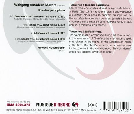 Sonate per pianoforte K 330, 331, 333 - CD Audio di Wolfgang Amadeus Mozart,Georges Pludermacher - 2