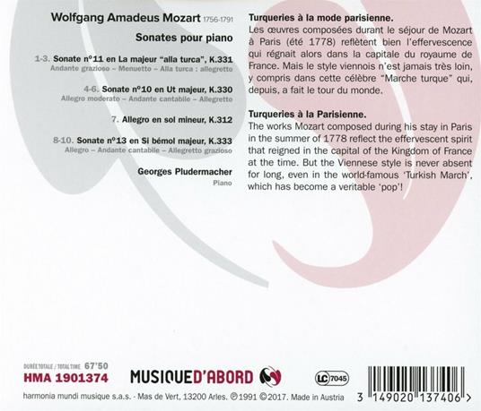 Sonate per pianoforte K 330, 331, 333 - CD Audio di Wolfgang Amadeus Mozart,Georges Pludermacher - 2