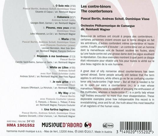 Les contre-tenors - CD Audio di Andreas Scholl,Dominique Visse,Pascal Bertin - 2