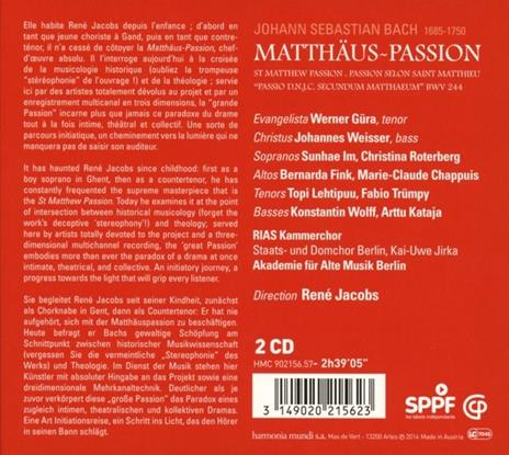 La Passione secondo Matteo - CD Audio di Johann Sebastian Bach - 2