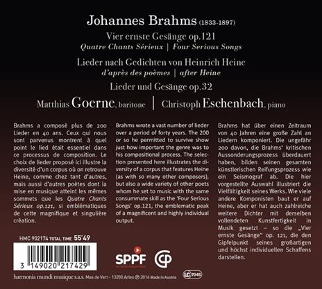 Vier Ernste Gesange - CD Audio di Matthias Goerne - 2