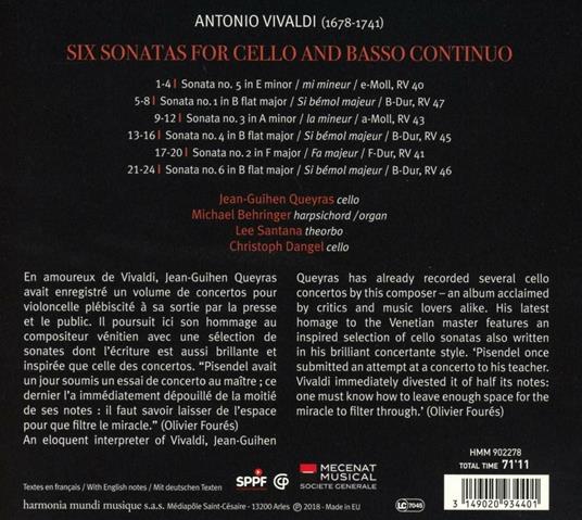 Sonate per violoncello e basso continuo - CD Audio di Antonio Vivaldi - 2
