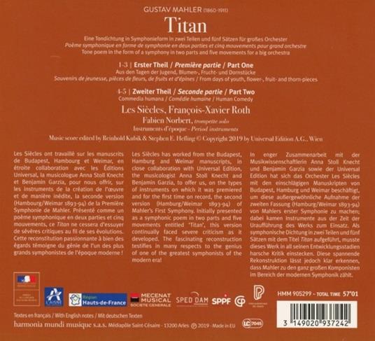 Titan. Eine Tondichtung in Symphonieform - CD Audio di Gustav Mahler,François-Xavier Roth,Les Siècles - 2