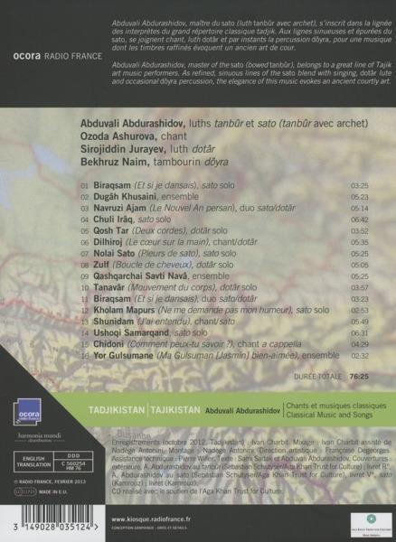 Tadjikistan - CD Audio di Abduvali Abdurahidov - 2