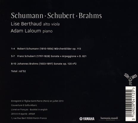 Sonate per viola - CD Audio di Johannes Brahms,Franz Schubert,Robert Schumann - 2